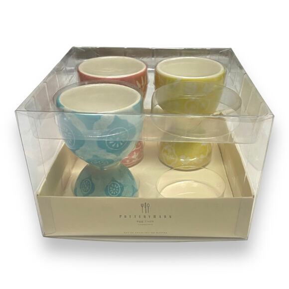Pottery Barn Set of 3 Easter Egg Cups NEW NIP Pastels Ceramic - Picture 2 of 2